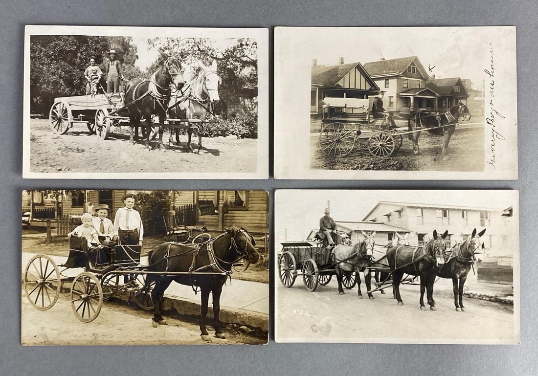 Postcards - 11 Real Photo Horse-Drawn Wagons (1 of 3)