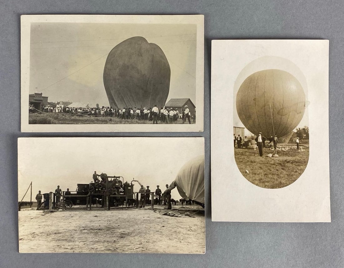 Postcards - 3 Real Photo Air Balloons Filling (1 of 2)