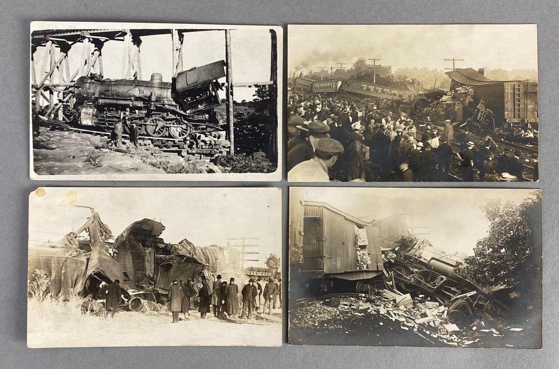 Postcards - 8 Real Photo Train Wreck: Postcards - 8 Real Photo Train Wreck