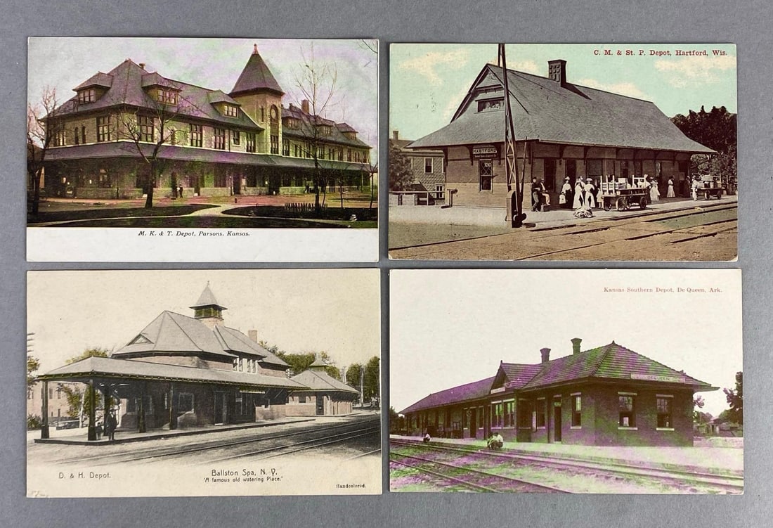 Postcards - 11 Railroad Depots and Trains (1 of 3)