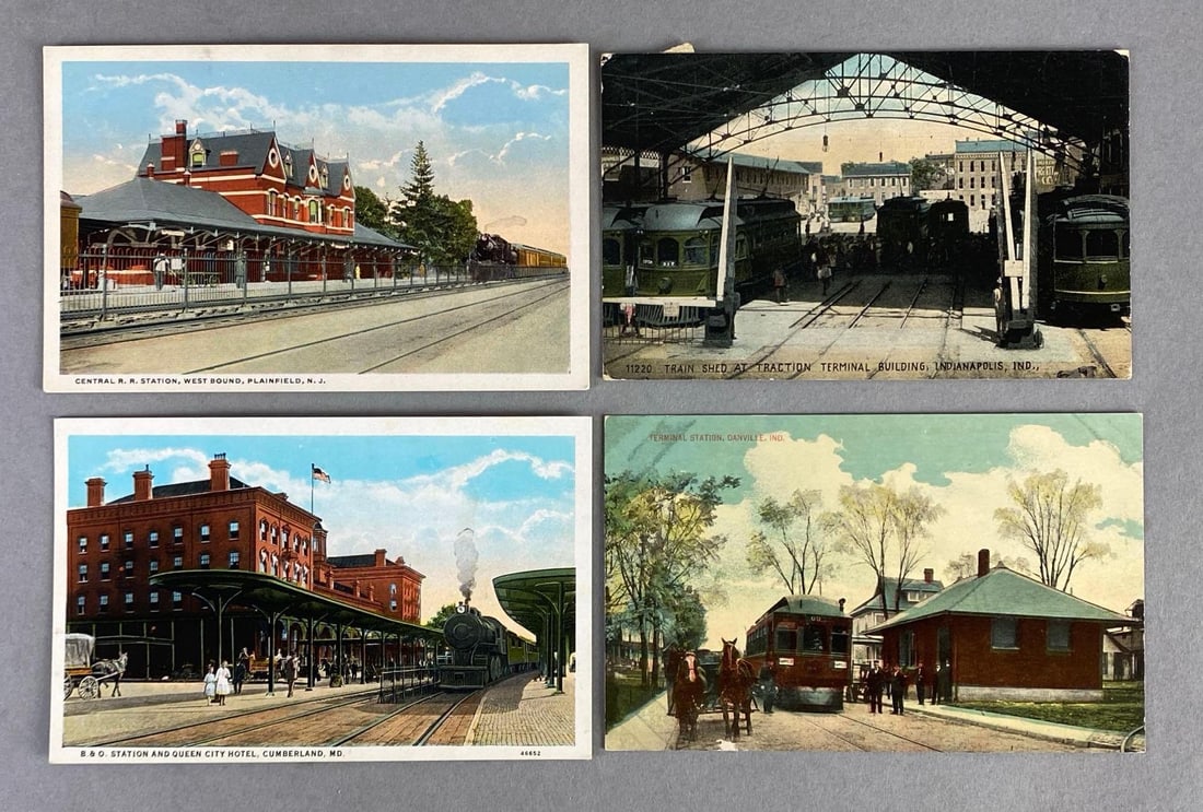 Postcards - 15 Railroad Depots and Trains (1 of 2)