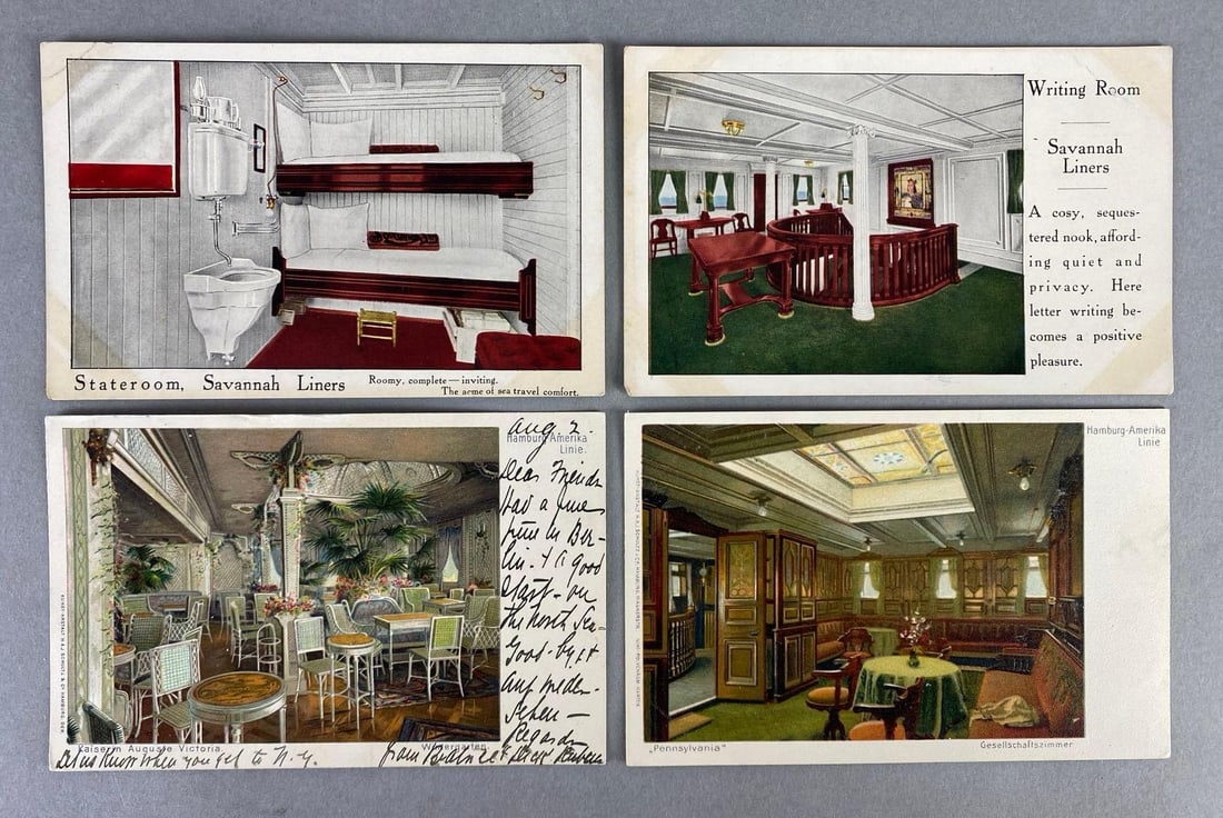 Postcards - 7 Ocean Liner Ship Interiors (1 of 3)