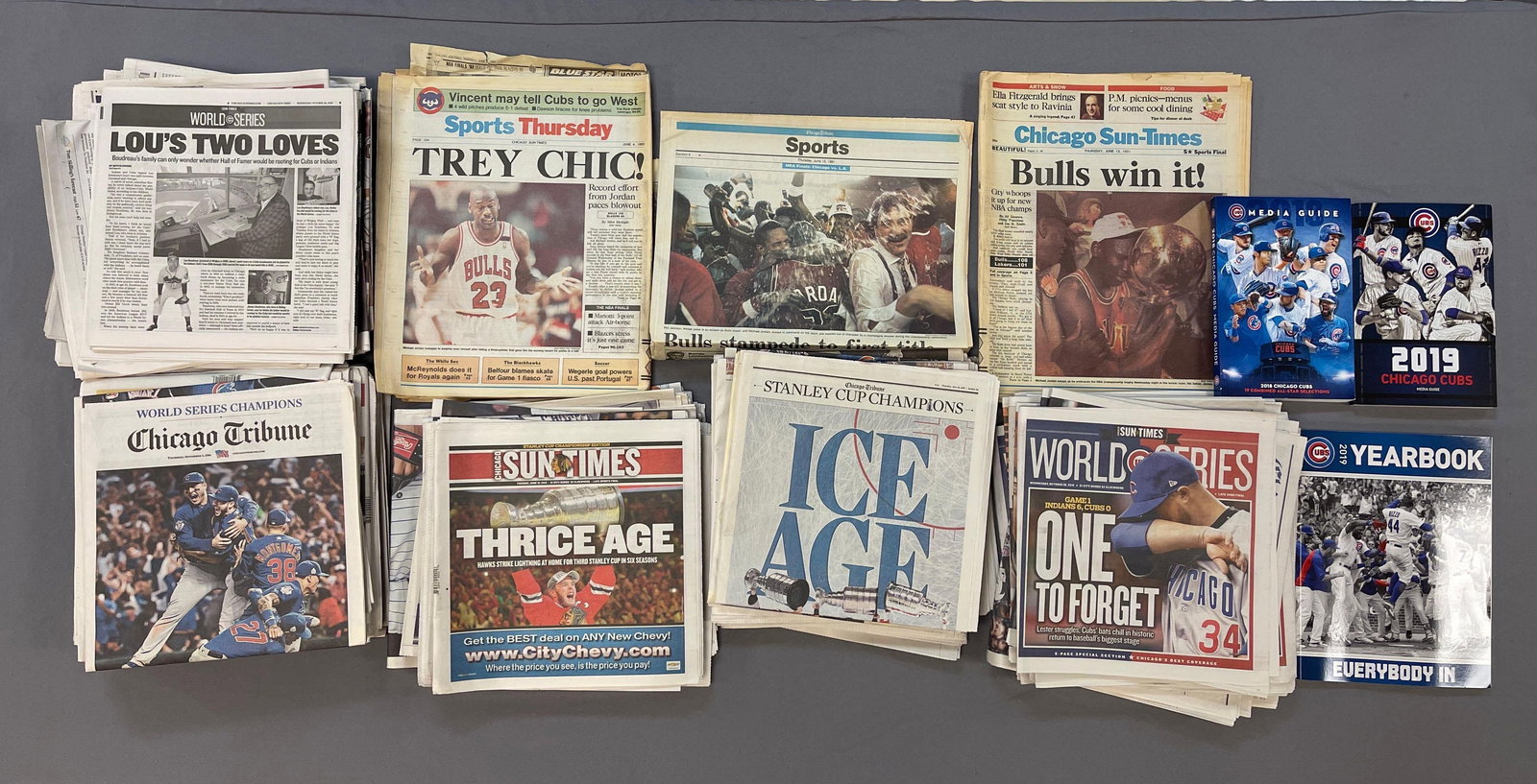 1990s - 2019 Large collection of Sports News papers + Chicago Cubs Yearbooks (1 of 4)