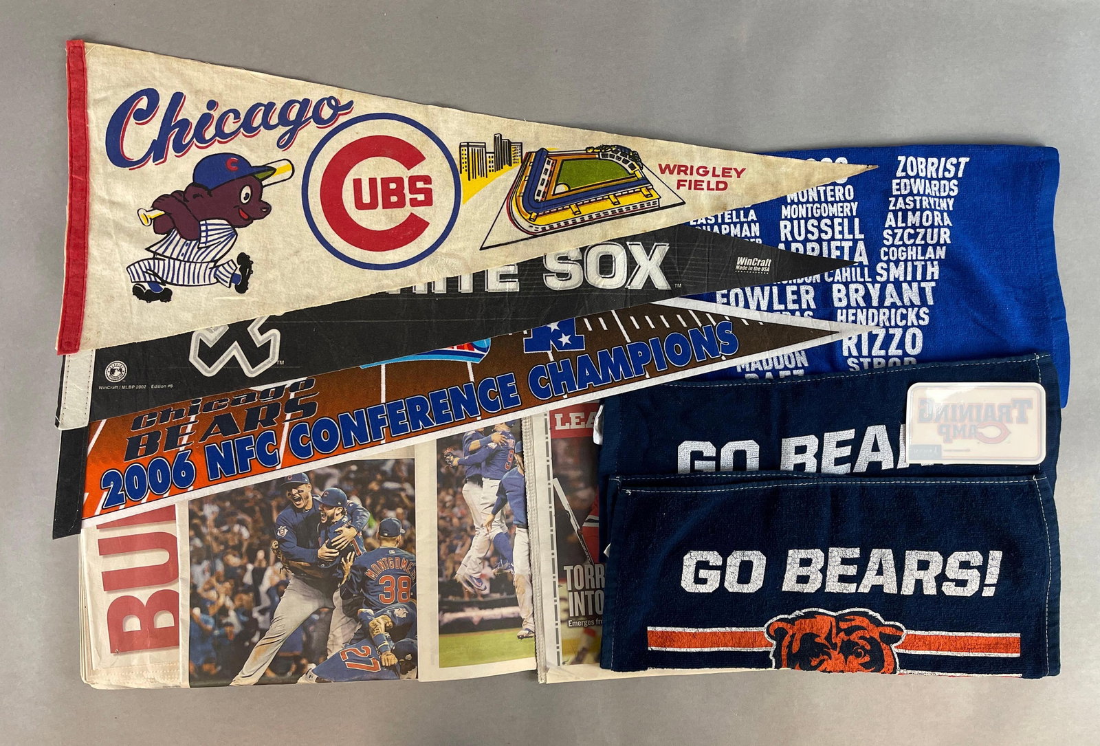 Chicago Cubs, White Sox, and Bears Pennants and Memoribilia (1 of 4)