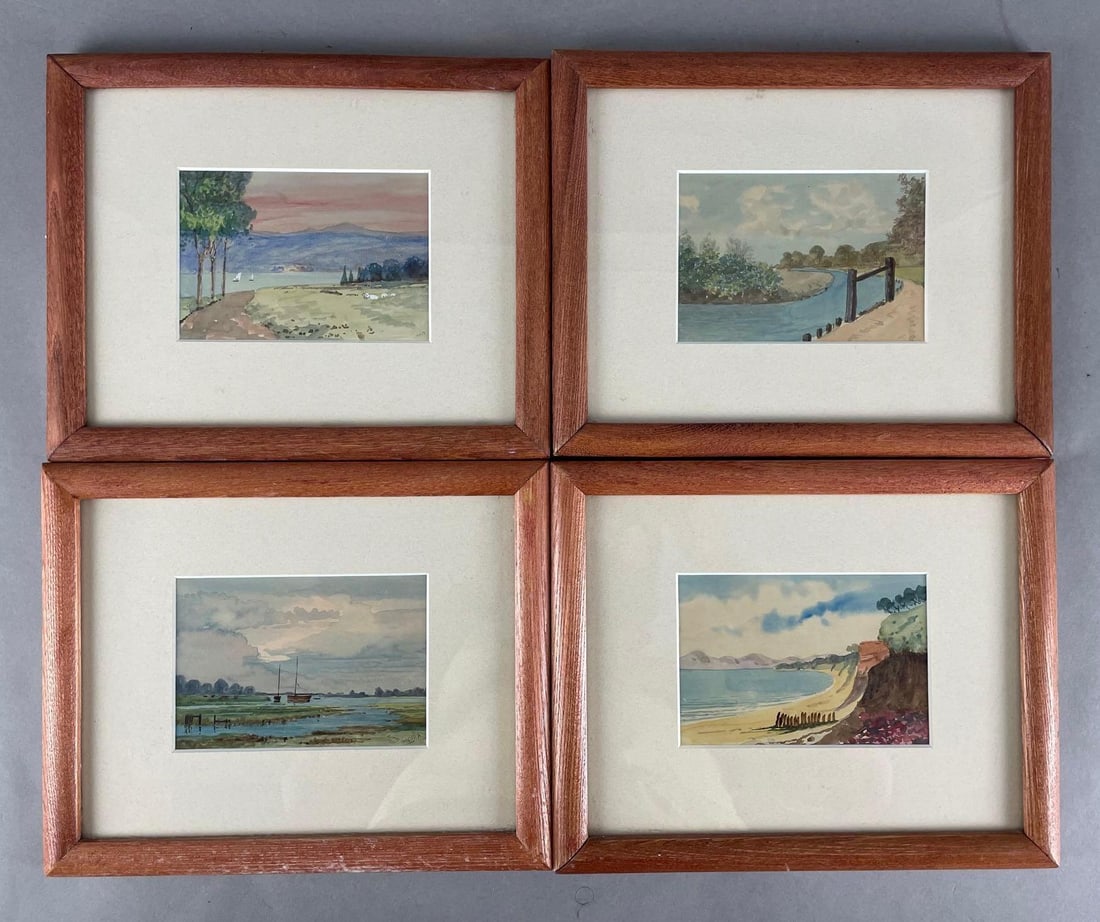 Group of Alto Signed Watercolor Landscape Paintings on Paper: Paintings measure 4 x 5 1/2 inches, frames measure 9 x 11 inches