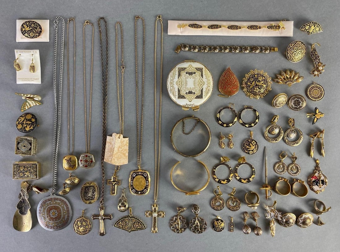 Group of Damascene Costume Jewelry Items and More (1 of 5)