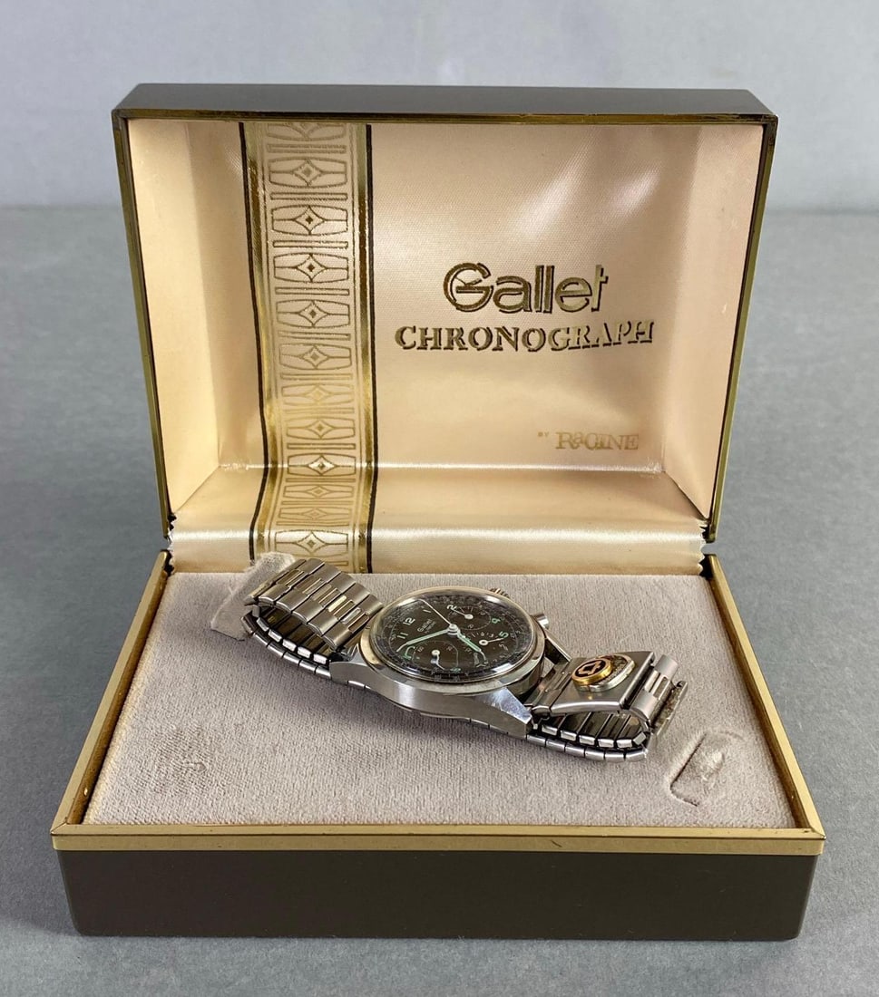 Gallet by Racine Chronograph Mens Wristwatch With Diamond Illinois Bell Applique (1 of 7)