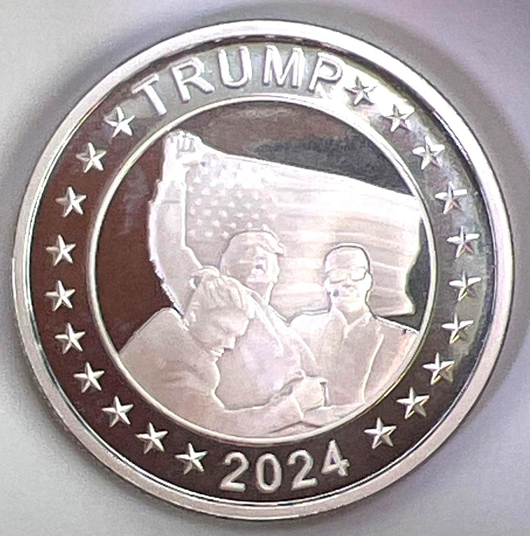 2024 Donald Trump Assassination American Flag .999 Fine 1 oz Round: 2024 Donald Trump Assassination American Flag .999 Fine 1 oz Round