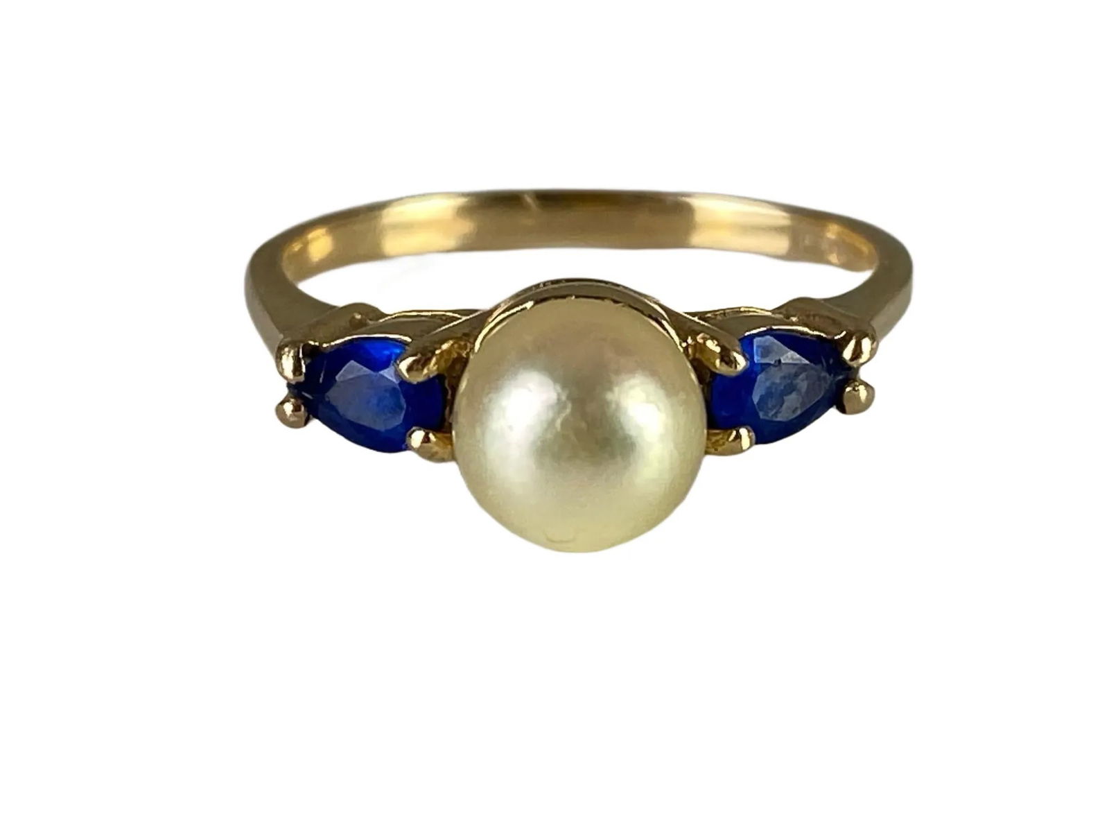 14K Gold Pearl and Dark Blue Spinel Ring (1 of 6)