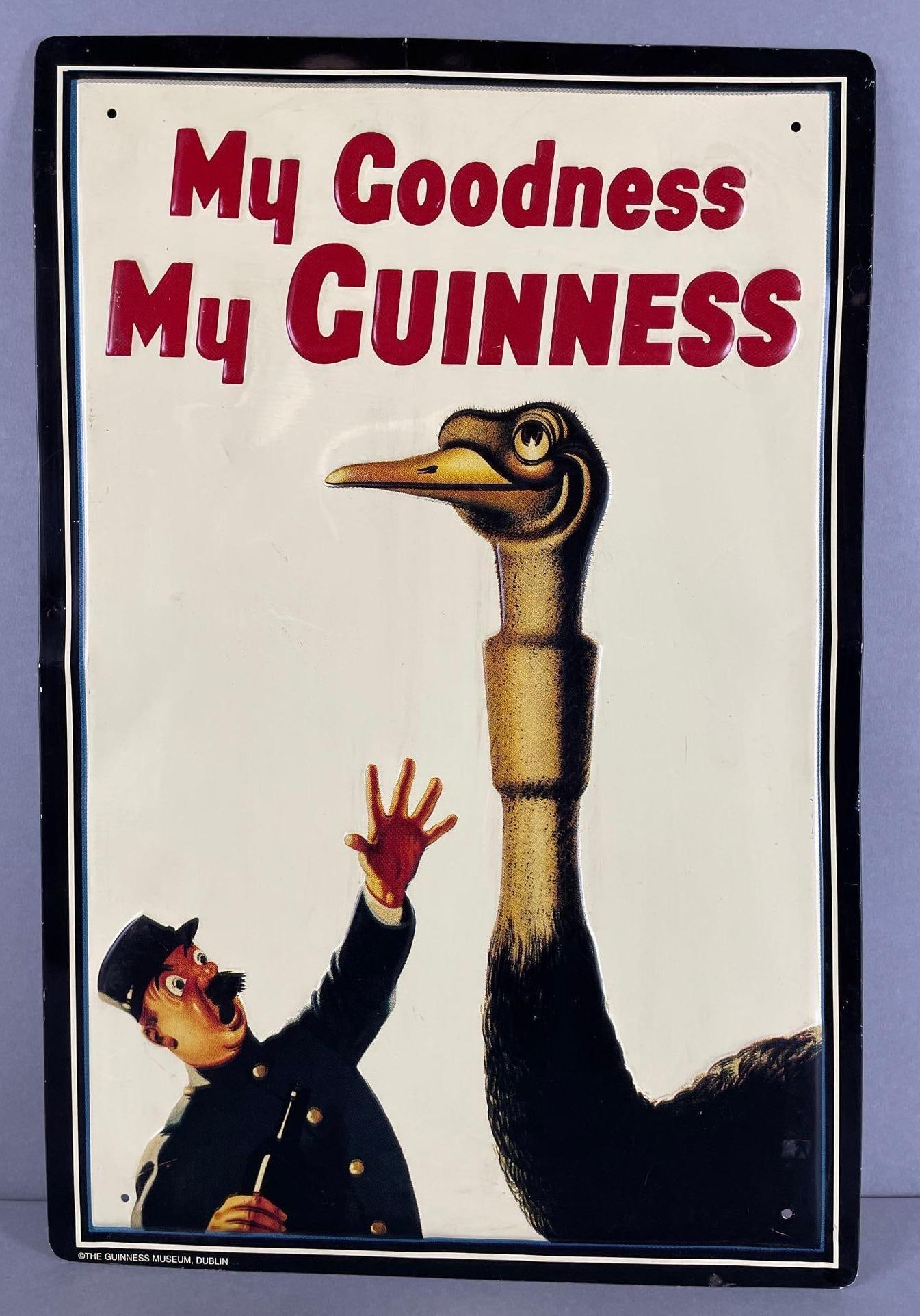 2000 Reproduction Guinness Beer Ostrich Metal Advertising Sign: Measures 20 1/4 x 13 1/2 inches