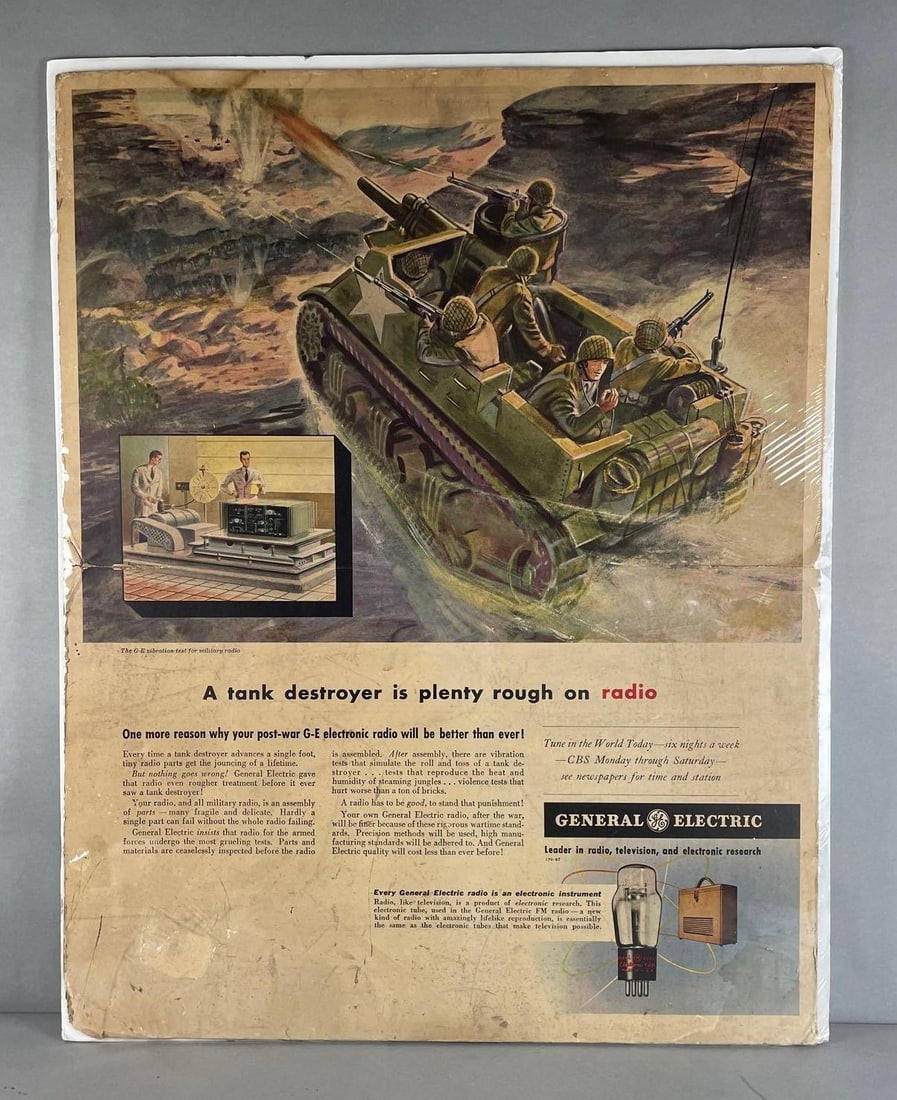 WW2 General Electric Radio Tank Destroyer Advertising Sign (1 of 4)