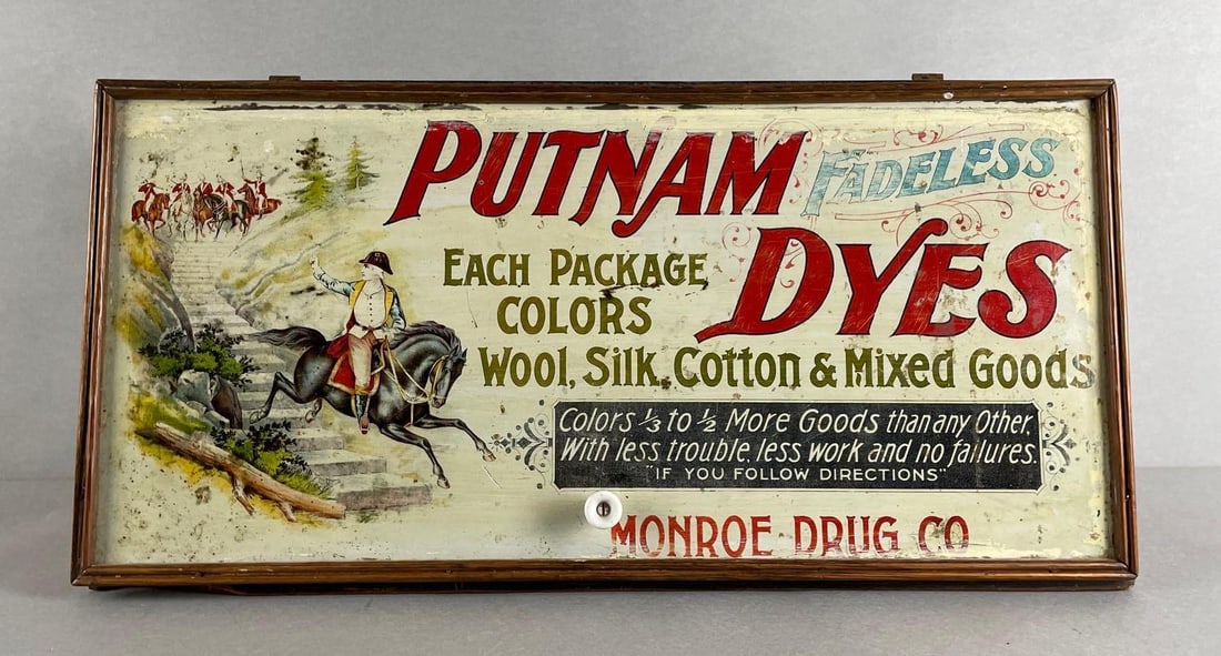 Monroe Drug Co. Putnam Fadeless Dyes Advertising Display Cabinet (1 of 9)