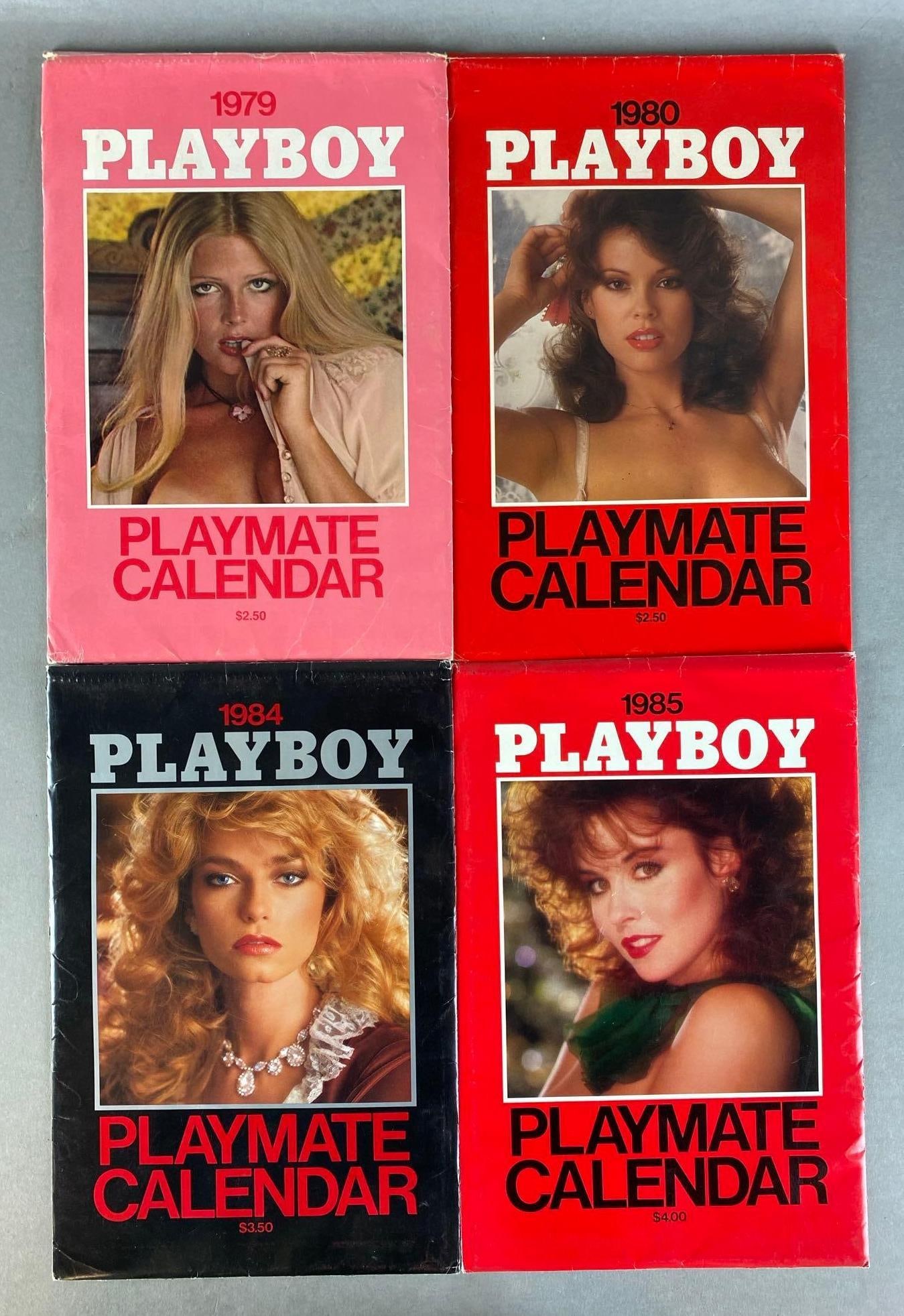 Group of 4 1980s Playboy Calendars: all complete, largest measures 8 1/2 x 13 inches