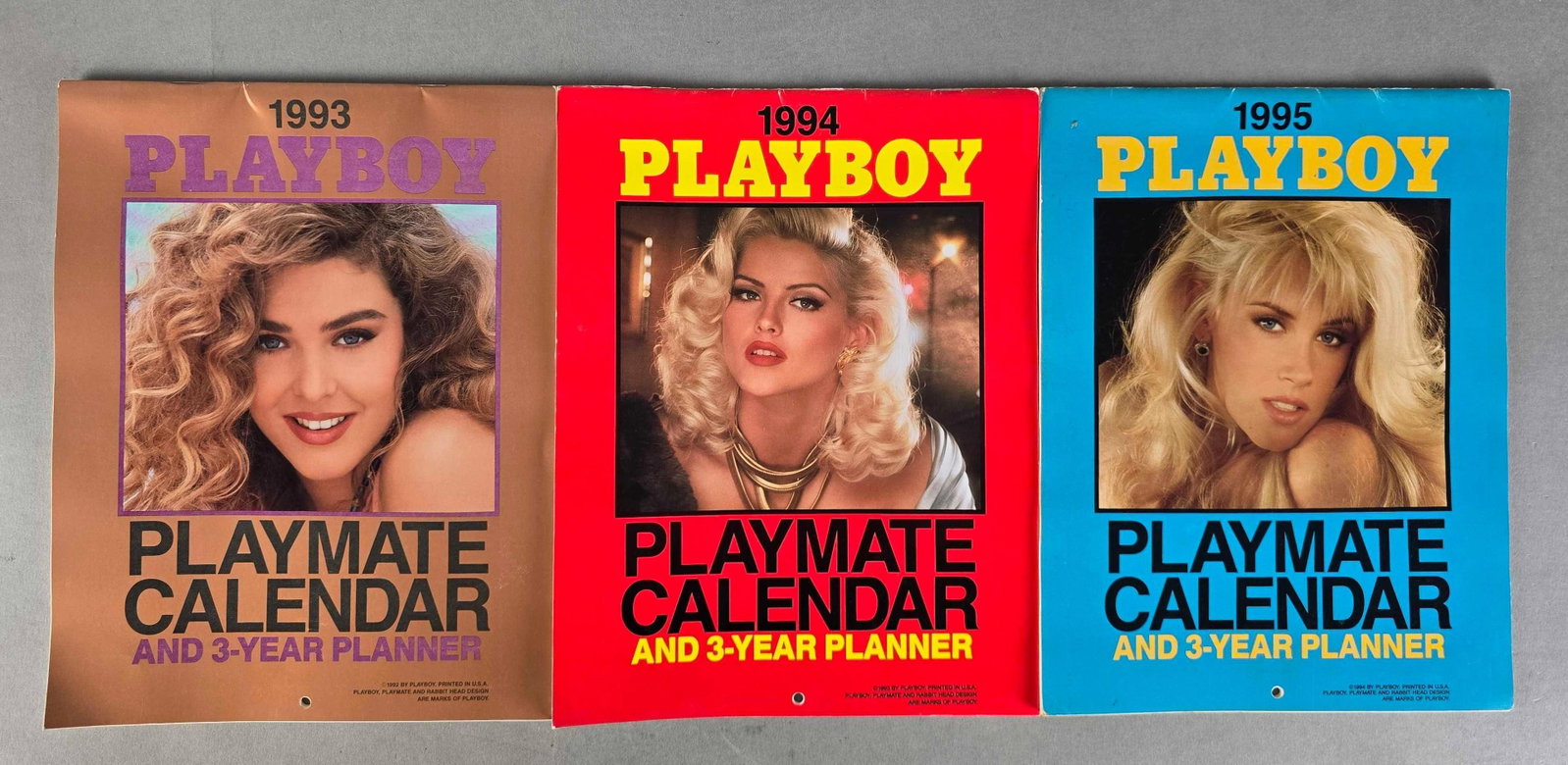 Group of 3 1993-1995 Playboy Calendars: all complete sets