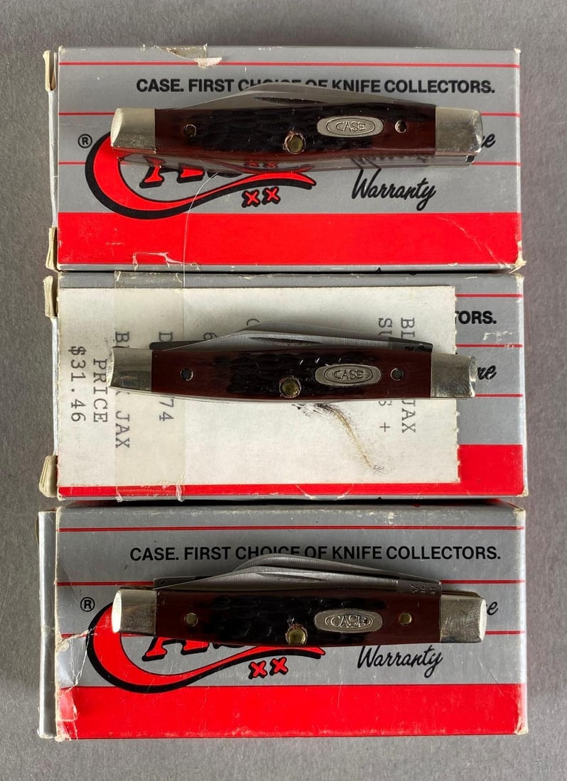 Group of 3 Case XX Brown Handled Pocket Knives (1 of 3)
