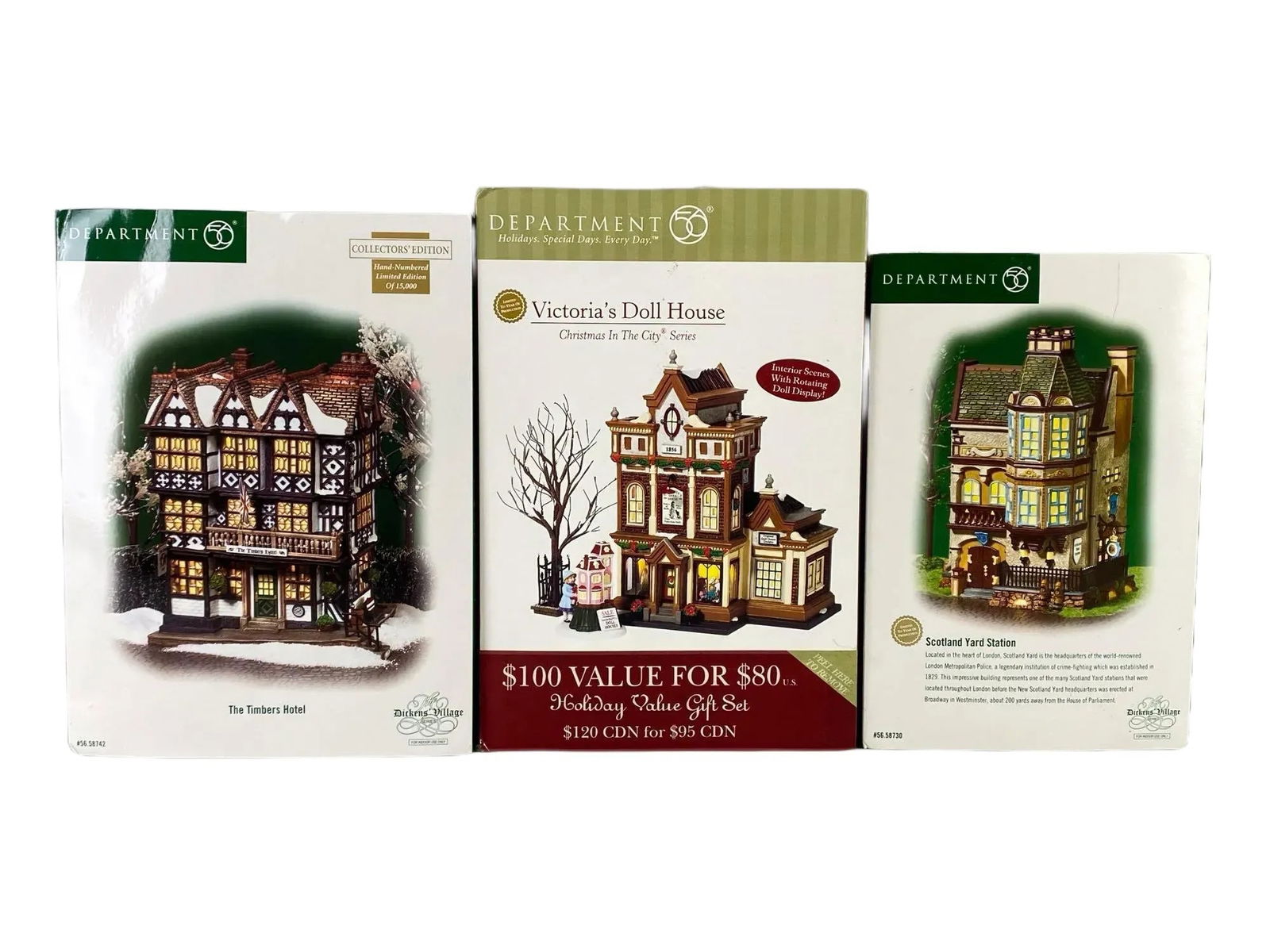 Group of Department 56 Christmas Village Buildings (1 of 3)