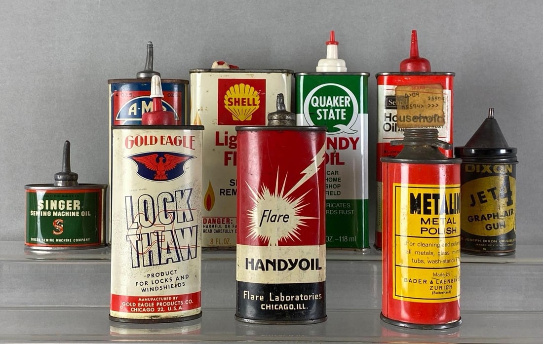 Group of 9 Home Lubricant Cans and More (1 of 2)
