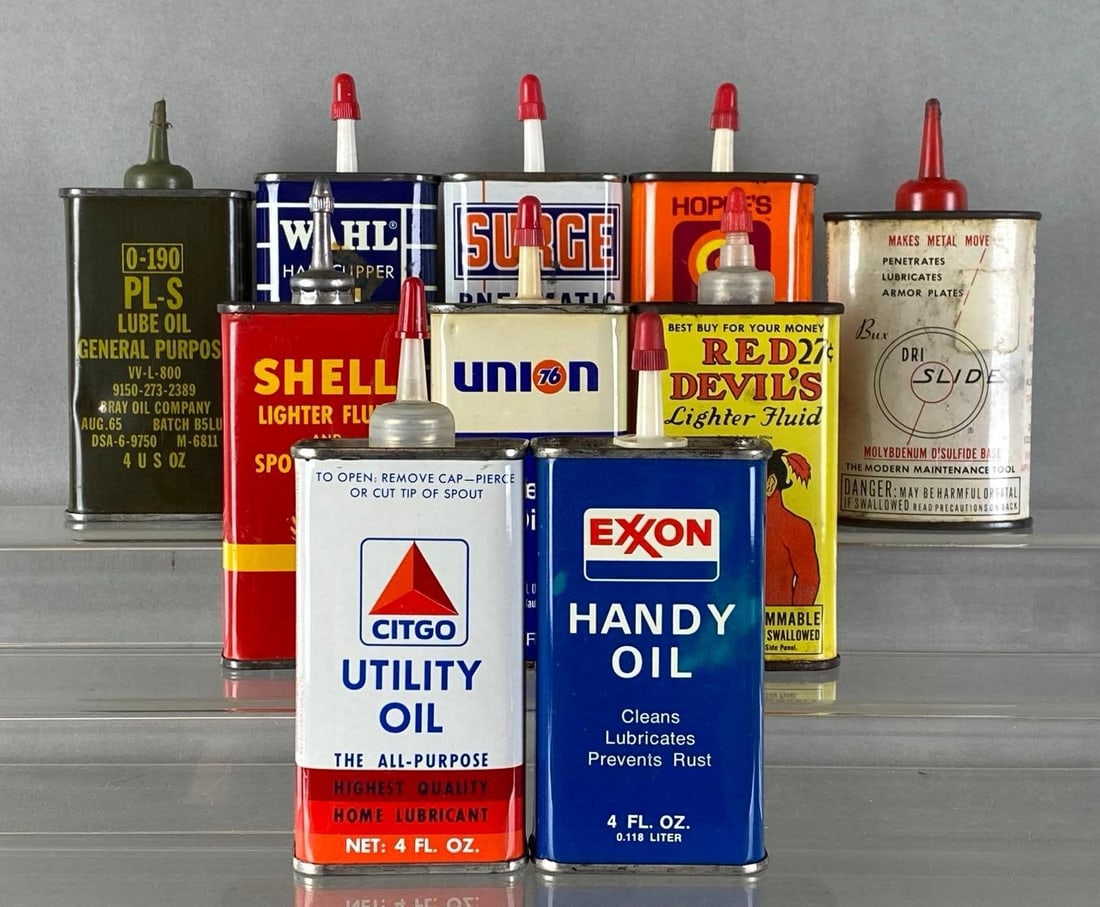 Group of 10 Vintage Oil Cans and More (1 of 2)