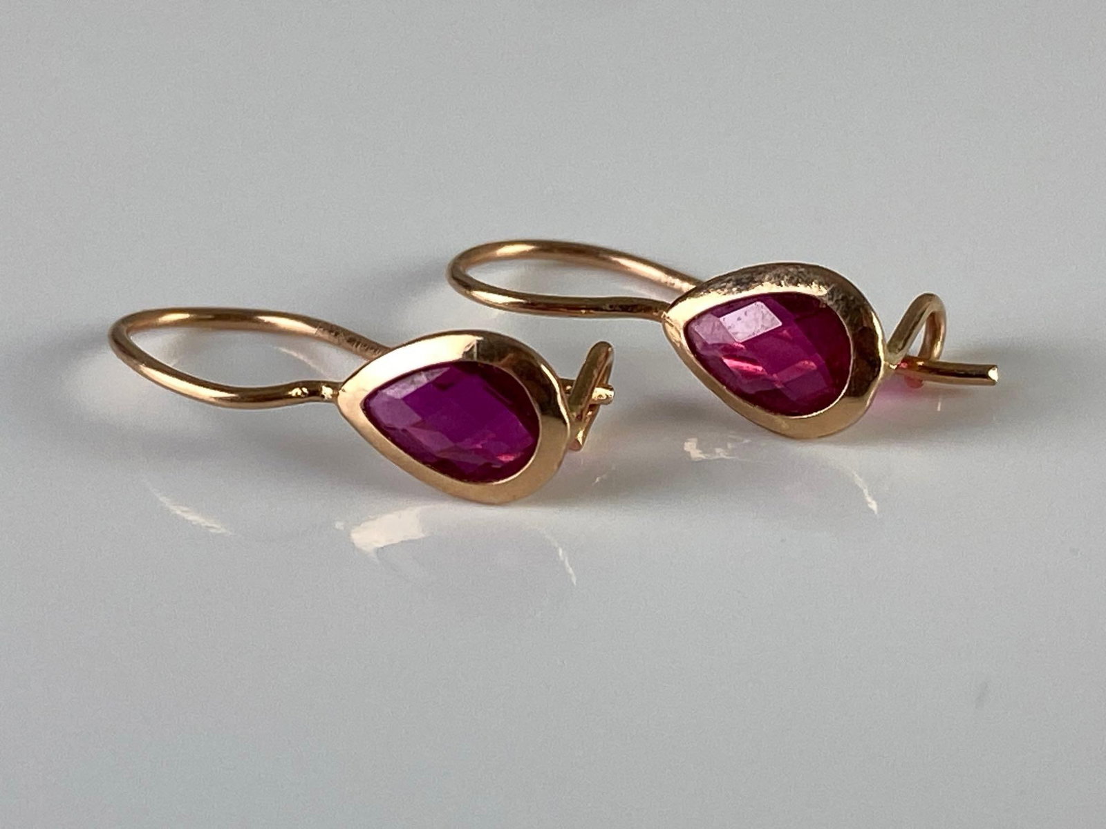 Pair of 14K Gold Ruby Drop Earrings (1 of 3)