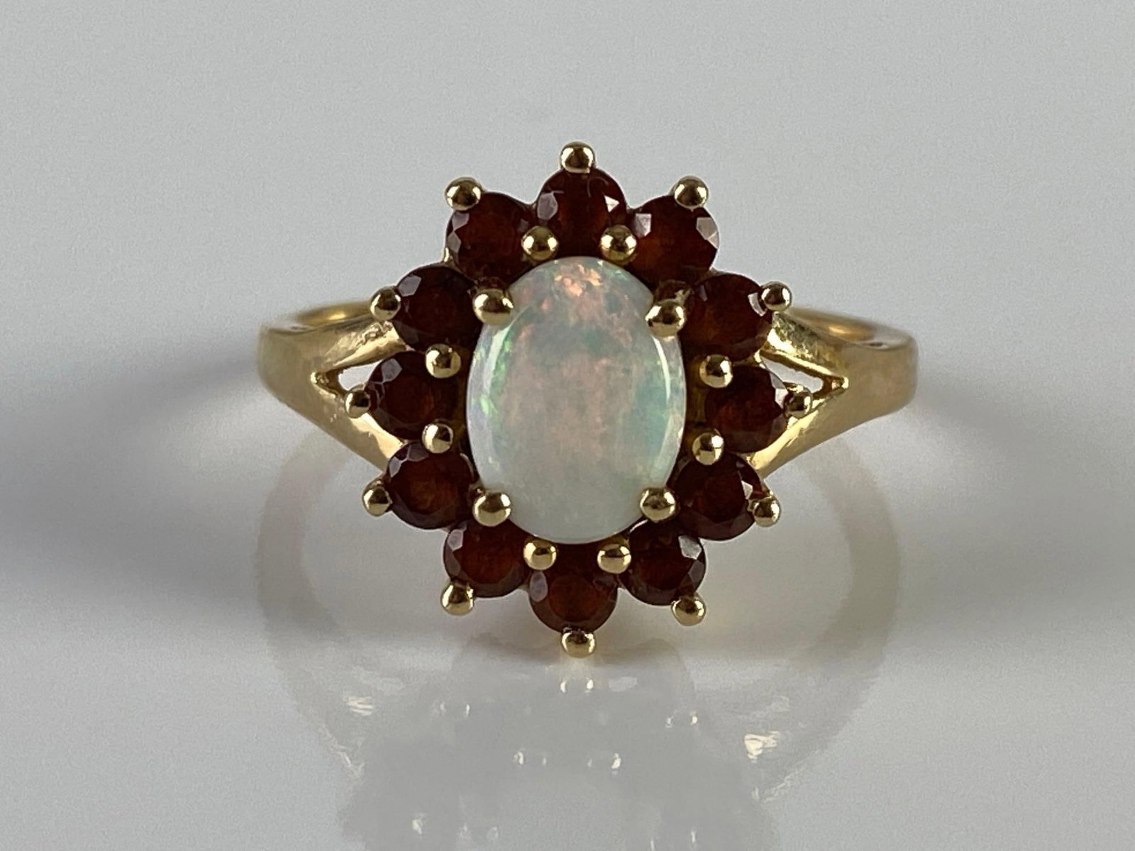 10K Gold Opal and Garnet Ring (1 of 6)
