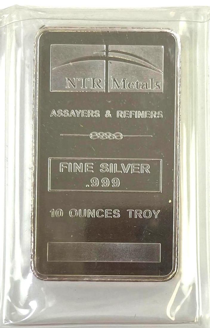 NTR Metals 10 oz .999 Fine Silver Bar: NTR Metals 10 oz .999 Fine Silver Bar