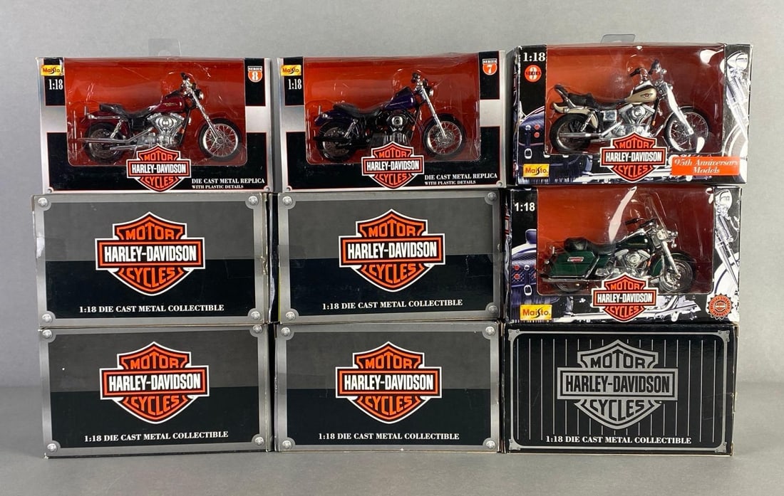 Group of 9 Maisto Harley-Davidson Die-Cast Motorcycles (1 of 3)