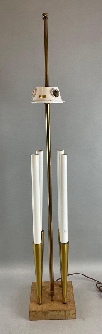 Vintage Stiffel Candlestick Table Lamp: 4 candle sockets, 3 sockets at top. Untested. Measures 43 x 7 x 7 inches