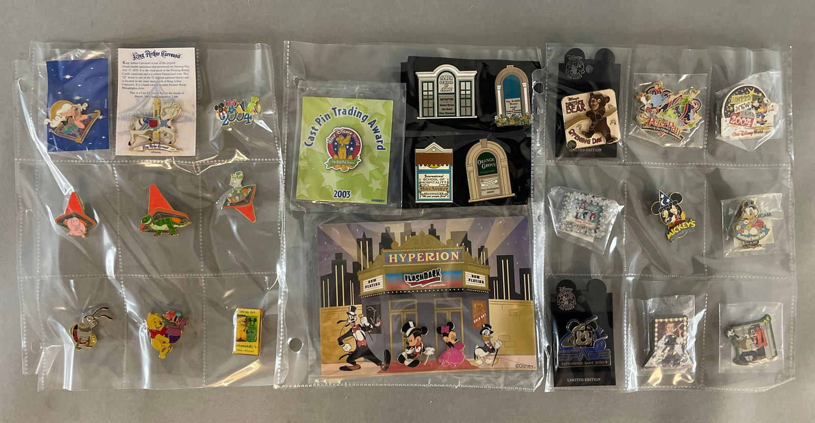 Group of 26 Disney Enamel Pins: Includes Toy Story, Mickey and Minnie, Peter Pan, Belle, and More, Largest Measures 3 x 3