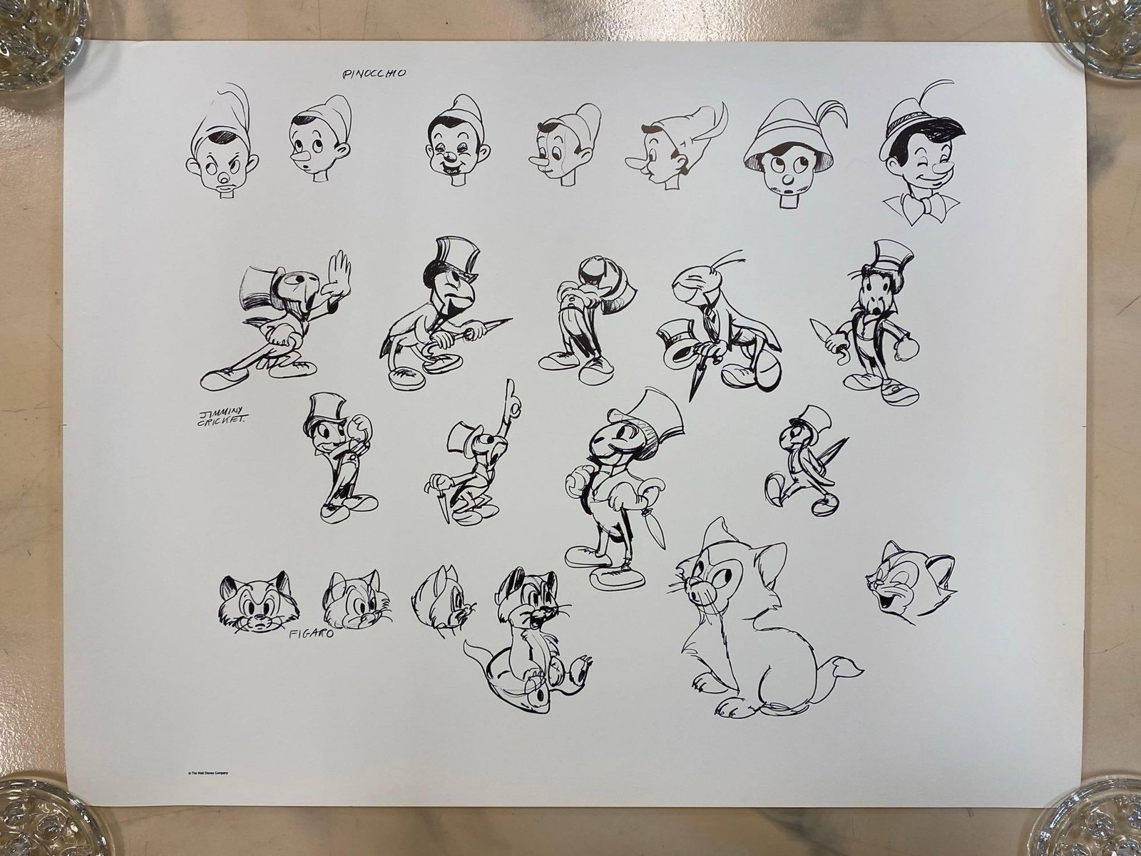 Walt Disney Pinocchio Model Sheet Lithograph Poster (1 of 2)