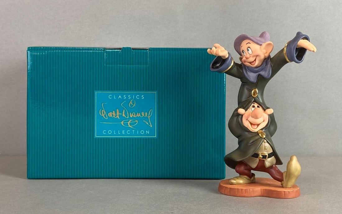 Disney Snow White Dopey and Sneezy Dancing Partners Porcelain Figurine (1 of 9)