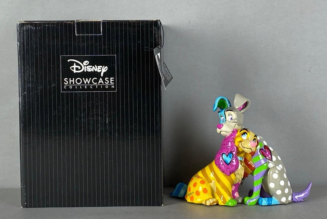 Disney Romero Britto Lady and the Tramp Resin Figurine: Like new in original box, measures 7 inches tall