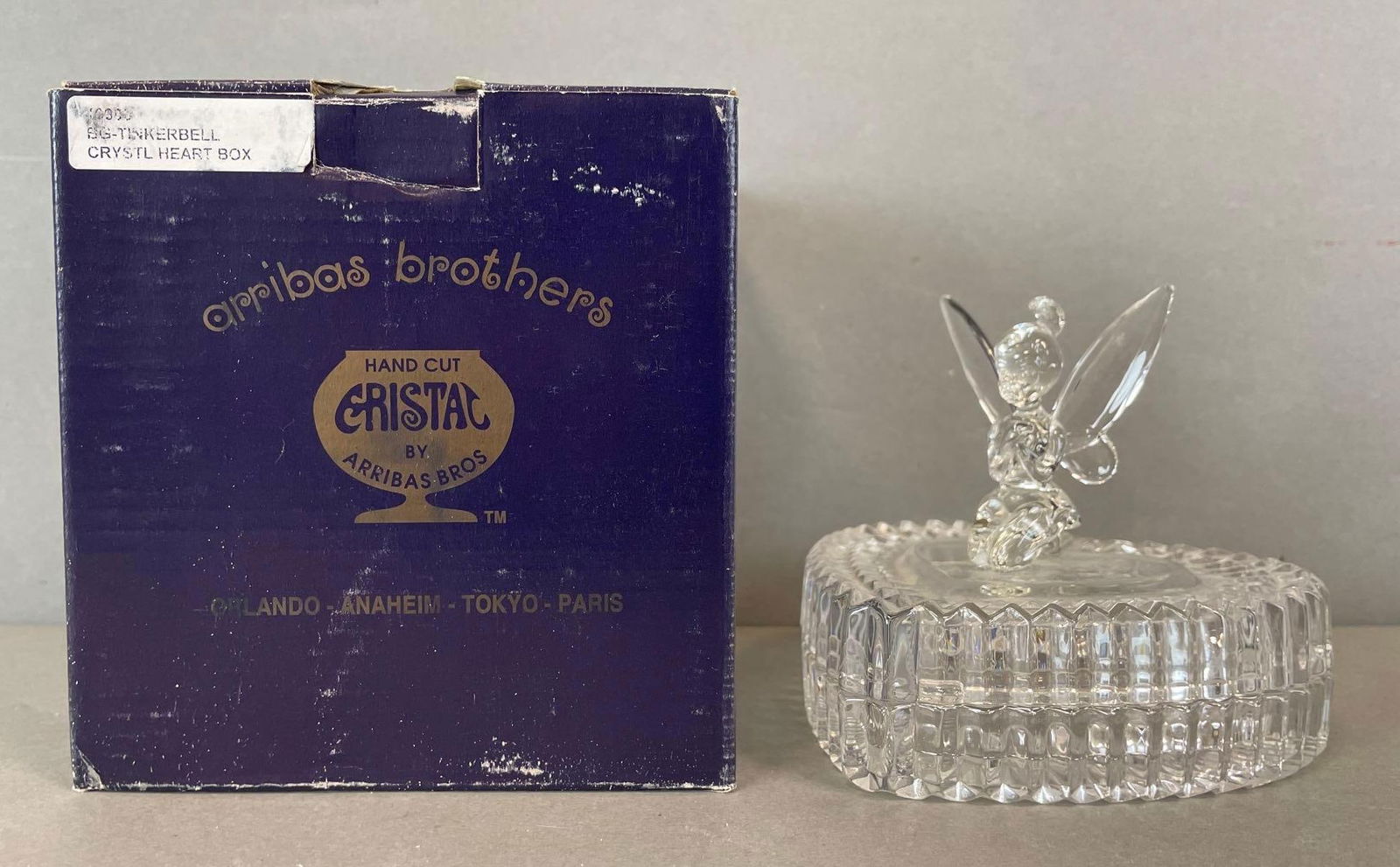 Disney Arribas Brothers Crystal Tinkerbell Heart Box: Disney catalog royal treatment, includes original box. Measures 4 x 4 1/2 x 4 1/4 inches