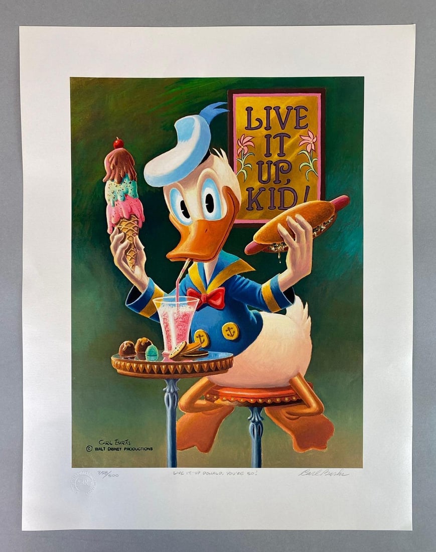 1981 Carl Banks Disney Live It Up Donald, You’re 50! Lithograph on Paper (1 of 6)