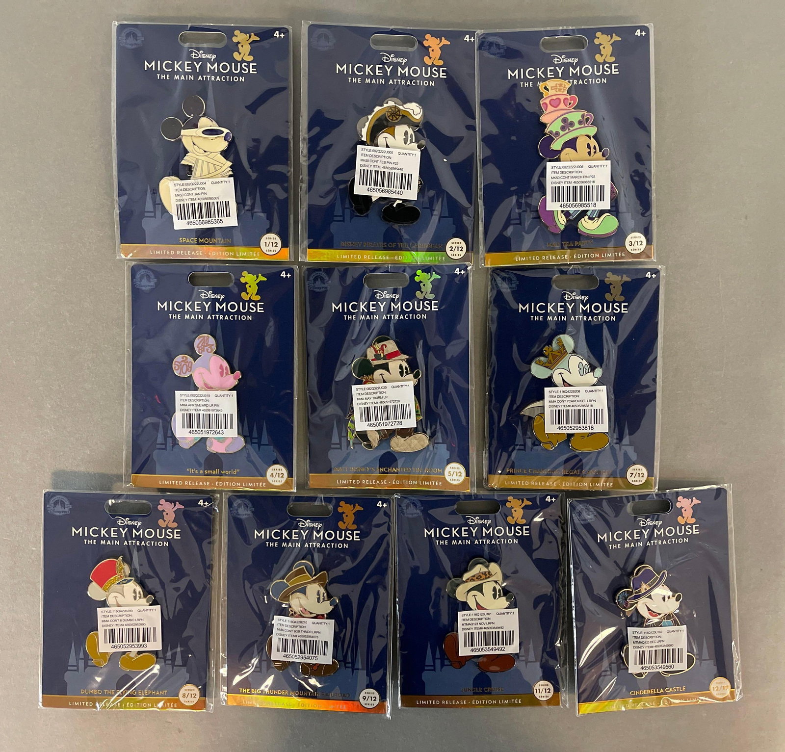 Group of 10 Disney Enamel Pins Near Complete Set (1 of 3)