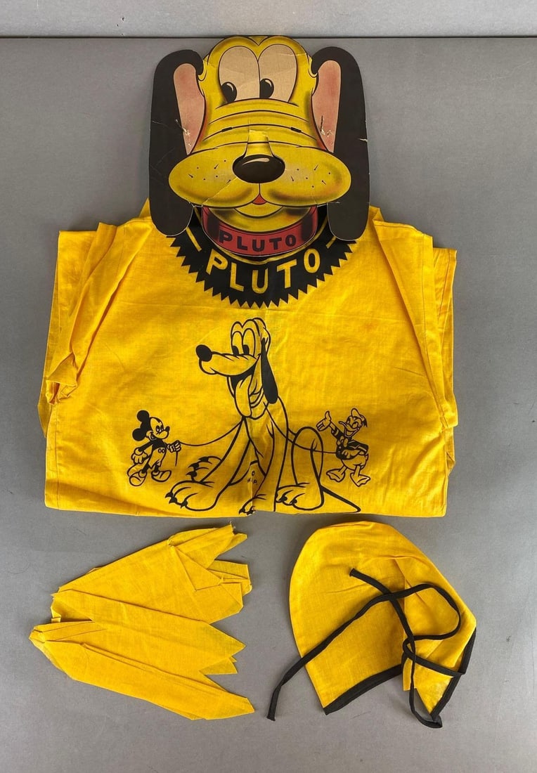 Vintage Disney Pluto Costume: Includes mask, bodysuit, cap and more.