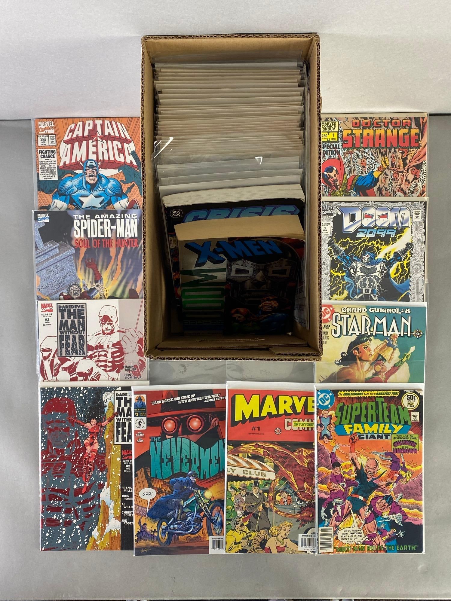 Short Box of Marvel/DC/Assorted Comic Books and More (1 of 3)