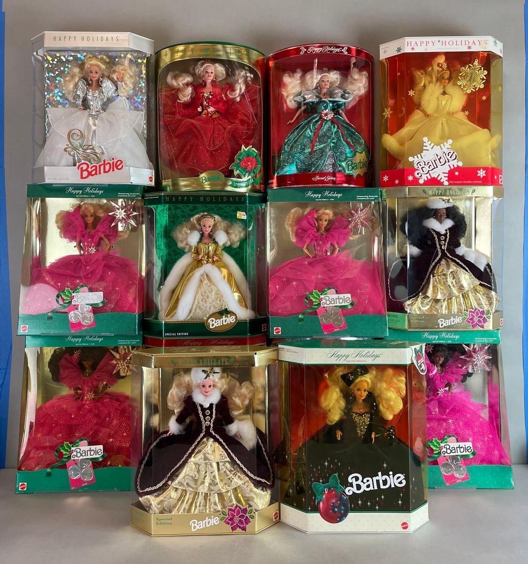 Group of Mattel Barbie Special Edition Holiday Fashion Dolls: Original packaging, 11 1/2 inch dolls