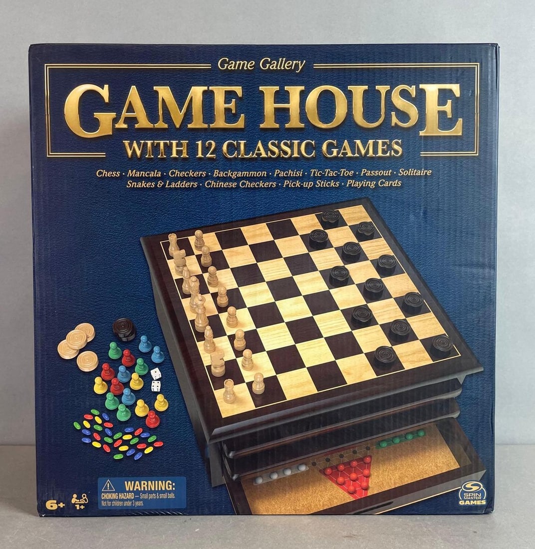 Spin Master Game House with 12 Games: New in original box, measures 13 1/2 x 13 x 6 1/4 inches