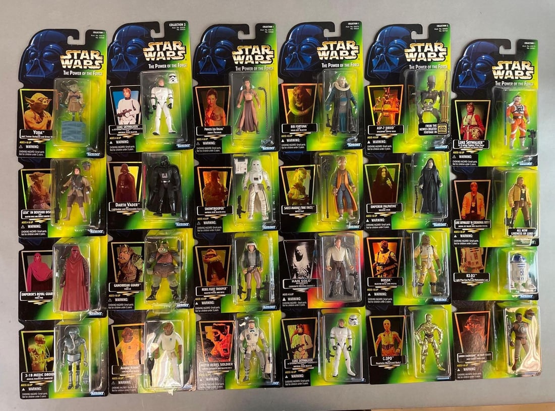 Group of Kenner Star Wars Power of the Force Action Figures: Includes Luke Skywalker, admiral ackbar, Yoda, and more