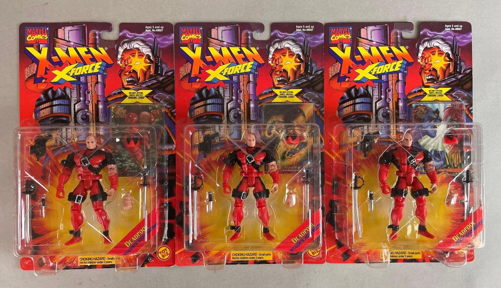 Group of 1995 Toy Biz X-Men X-Force Deadpool Action Figures: Original packaging