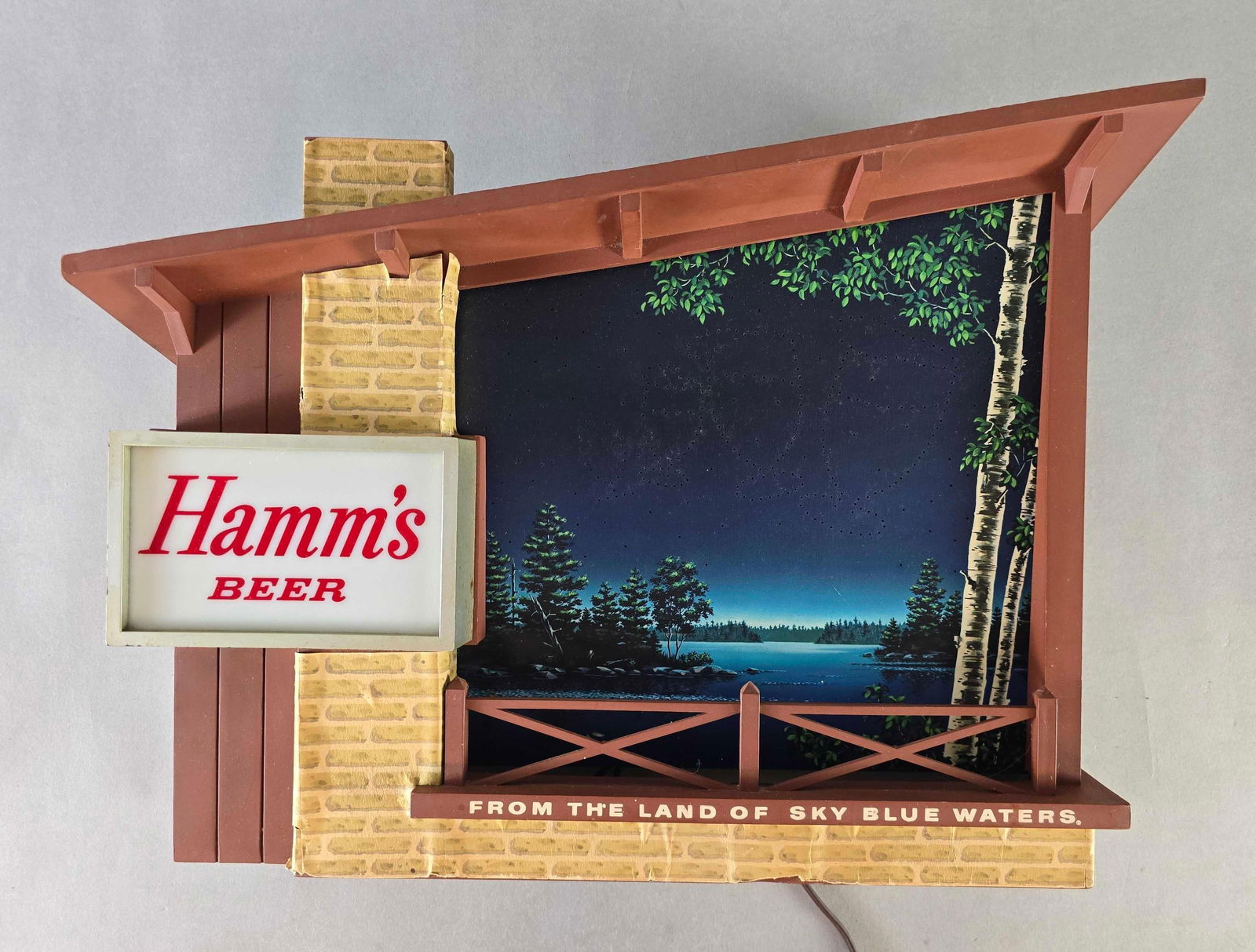 Vintage 1960s Hamms Beer Starry Skies Light Up Motion Advertising Sign (1 of 3)