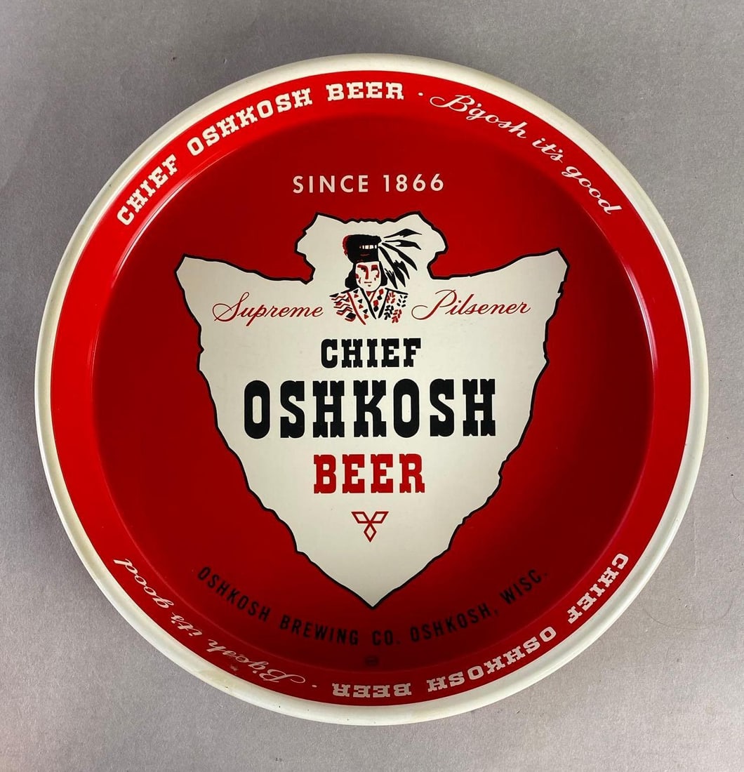 Vintage Chief Oshkosh Beer Metal Advertising Beer Tray (1 of 3)