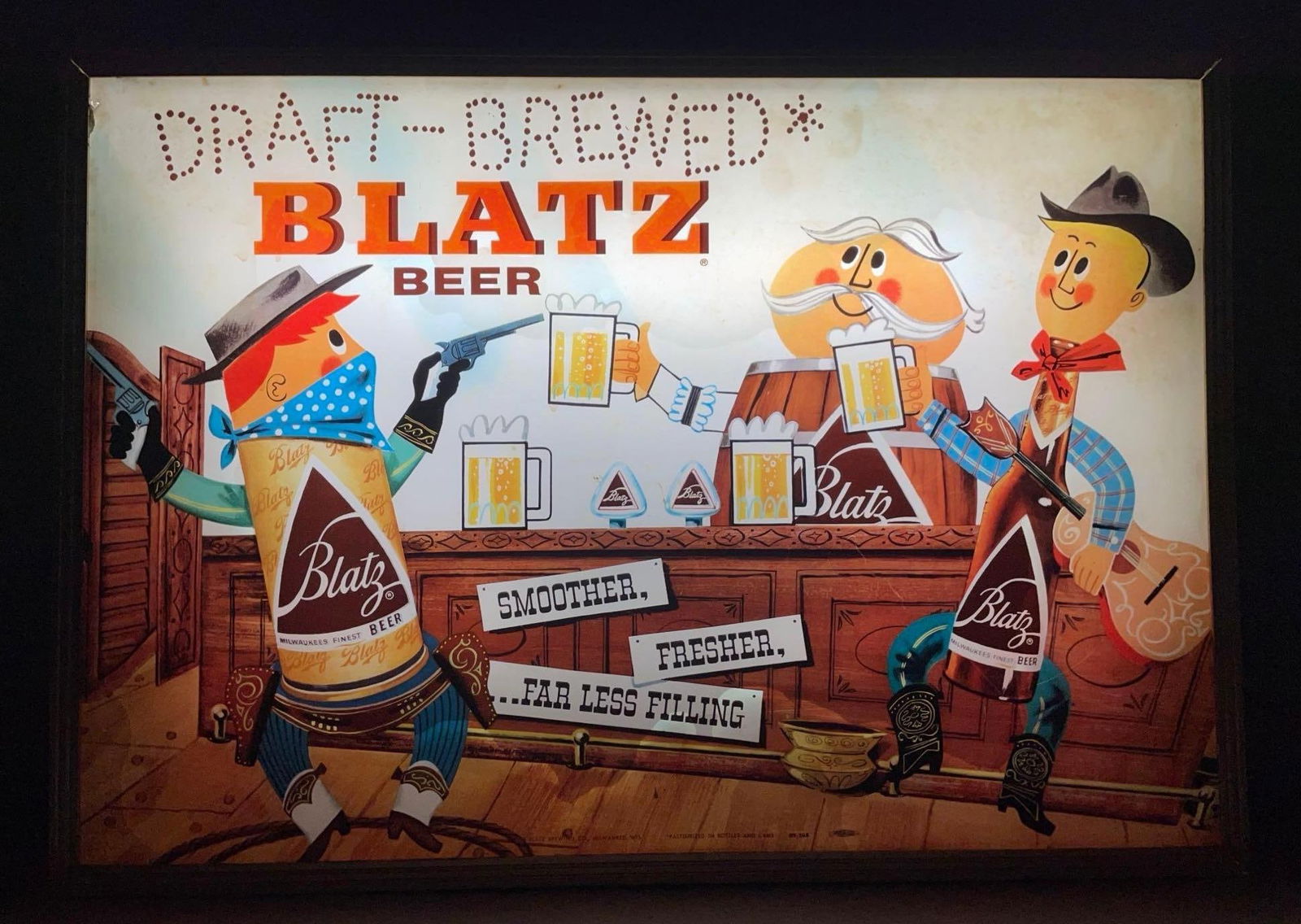 1959 Blatz Beer Cowboy Saloon Light-Up Advertising Sign (1 of 4)