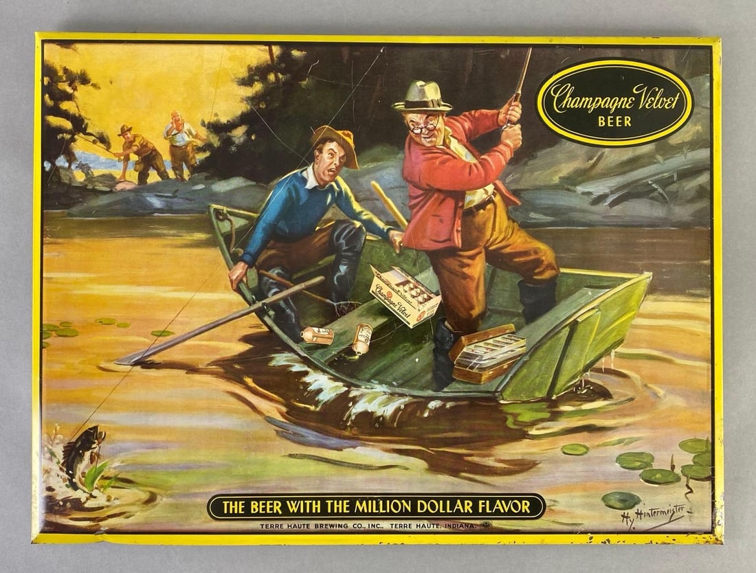 Vintage Champagne Velvet Fishermen TOC Advertising Beer Sign (1 of 4)