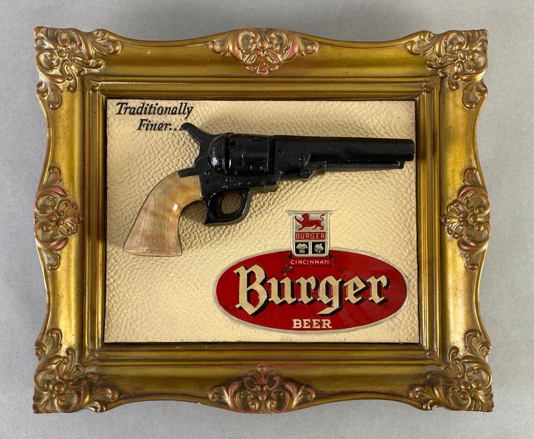 The Burger Brewing Co. Baby Dragon Colt Advertising Beer Sign: Rare Antique Gun Series No. 3, Cincinnati Ohio, Measures 13 x 11 inches.