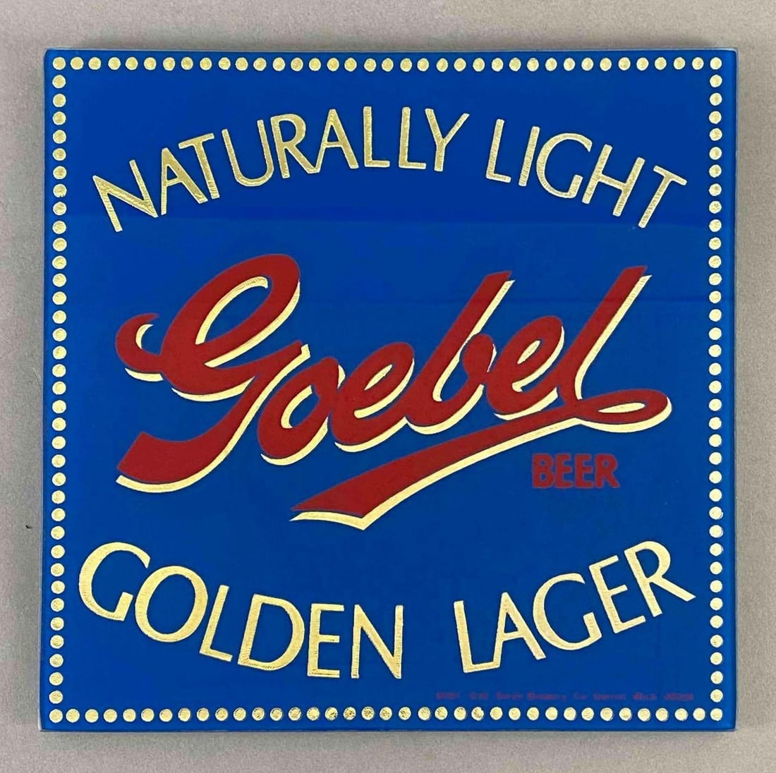 Vintage Goebel Naturally Light Golden Lager ROG Easel Back Advertising Beer Sign (1 of 3)