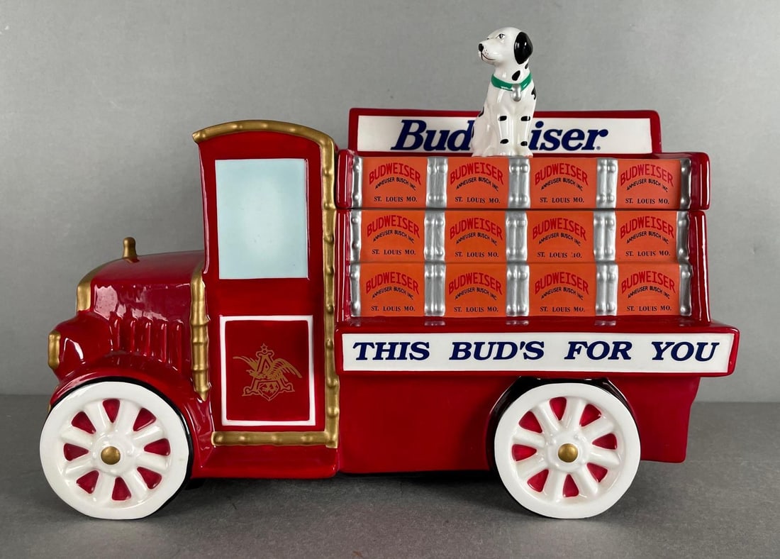 1999 Budweiser Beer Ceramic Delivery Truck Advertising Cookie Jar (1 of 5)