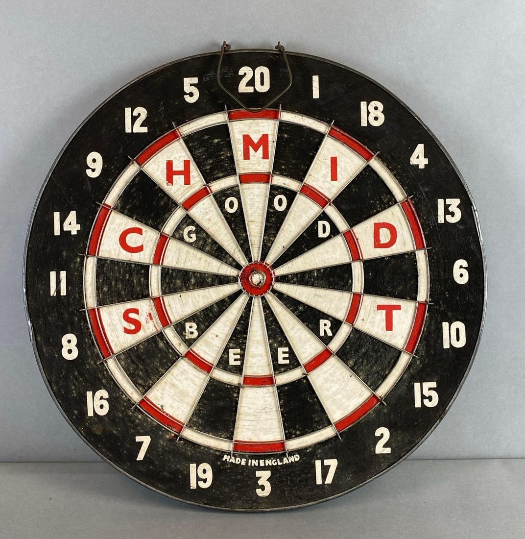 Schmidt Cork Advertising Beer Dartboard: Measures 17 3/4 x 17 3/4 x 1 1/4 inches.