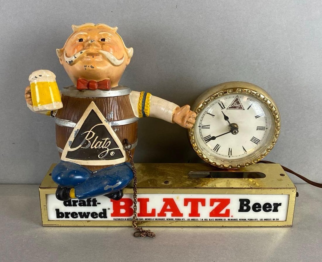 Blatz Metal Light Advertising Beer Back Bar Display Clock (1 of 4)