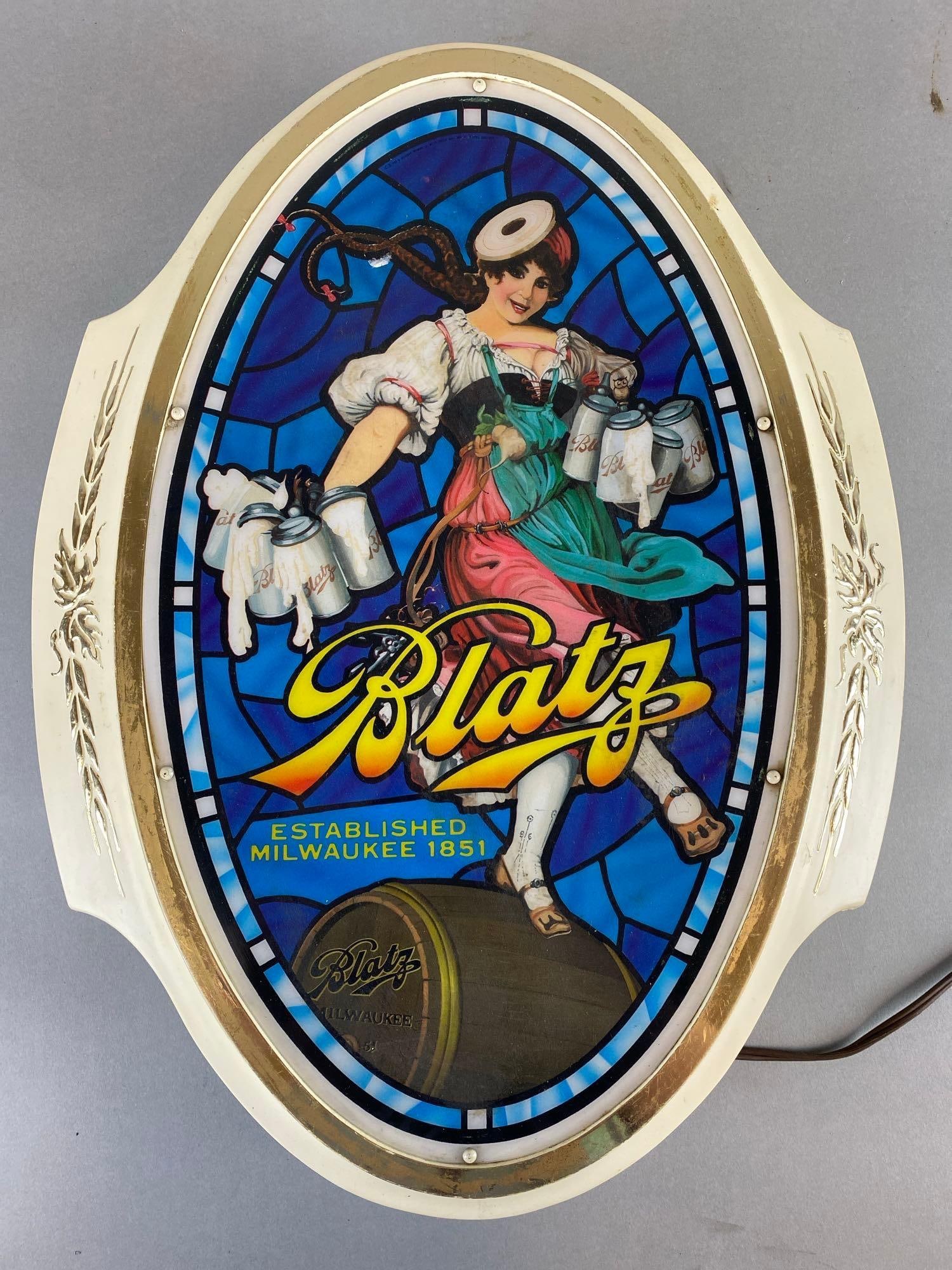 Blatz Light Up Beer Girl  Advertising Beer Sign (1 of 2)